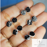 Rough Black Tourmaline Protection Earrings, Silver Plated Stud Earrings, Gemstone Studs,Minimalist Everyday Jewelry, Spiritual Jewelry, Gift